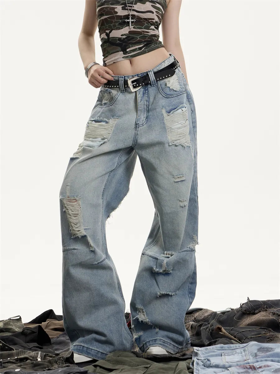[25SS NEW ARRIVAL] GKIKZ WRECKED CORE WIDE-LEG HEAVY DENIM