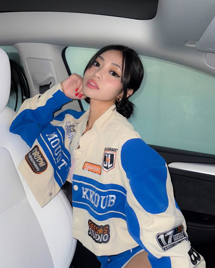 [25SS RESTOCKS] GKIKZ MOUDT KKOUB MOTOSPORTS JACKET (BLACK/BLUE)
