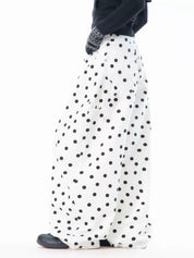 Heart Shaped Back-Pocket Polka Dot Wide-Leg Pant