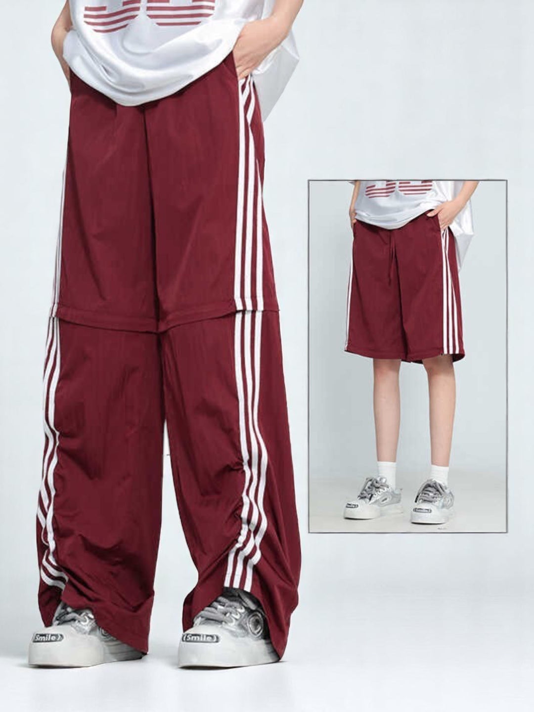 [25SS RESTOCKS] GKIKZ TRI-STRIPE CURVE DETACHABLE WIDE LEG PANTS