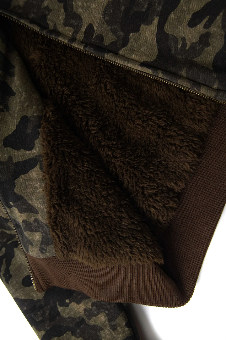 GKIKZ CAMOUFLAGE REVERSIBLE FAUX FUR HOODED JACKET