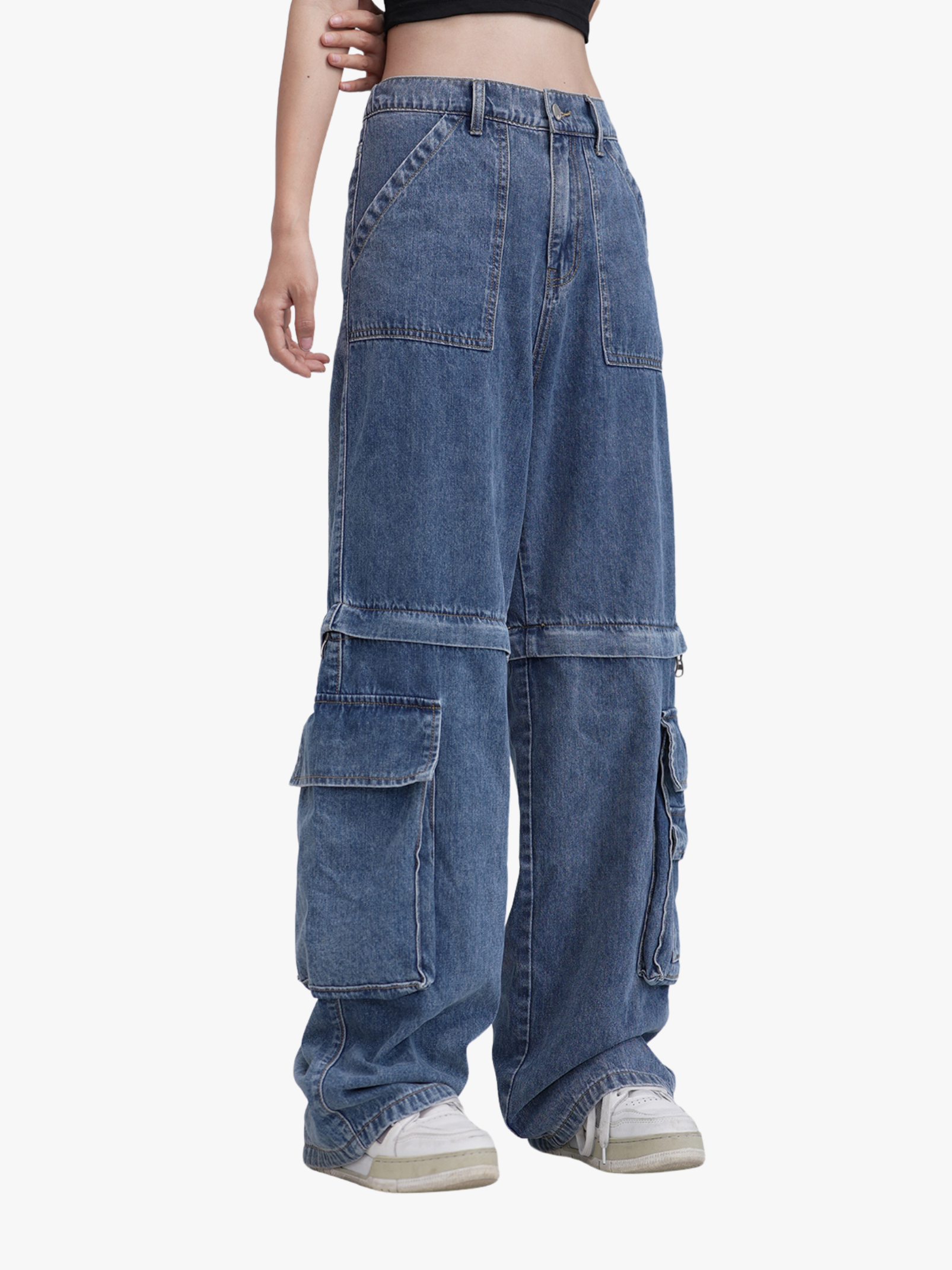 GKIKZ ATTACH OR DETACH TWO WAY DETACHABLE DENIM JEANS