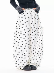 Heart Shaped Back-Pocket Polka Dot Wide-Leg Pant