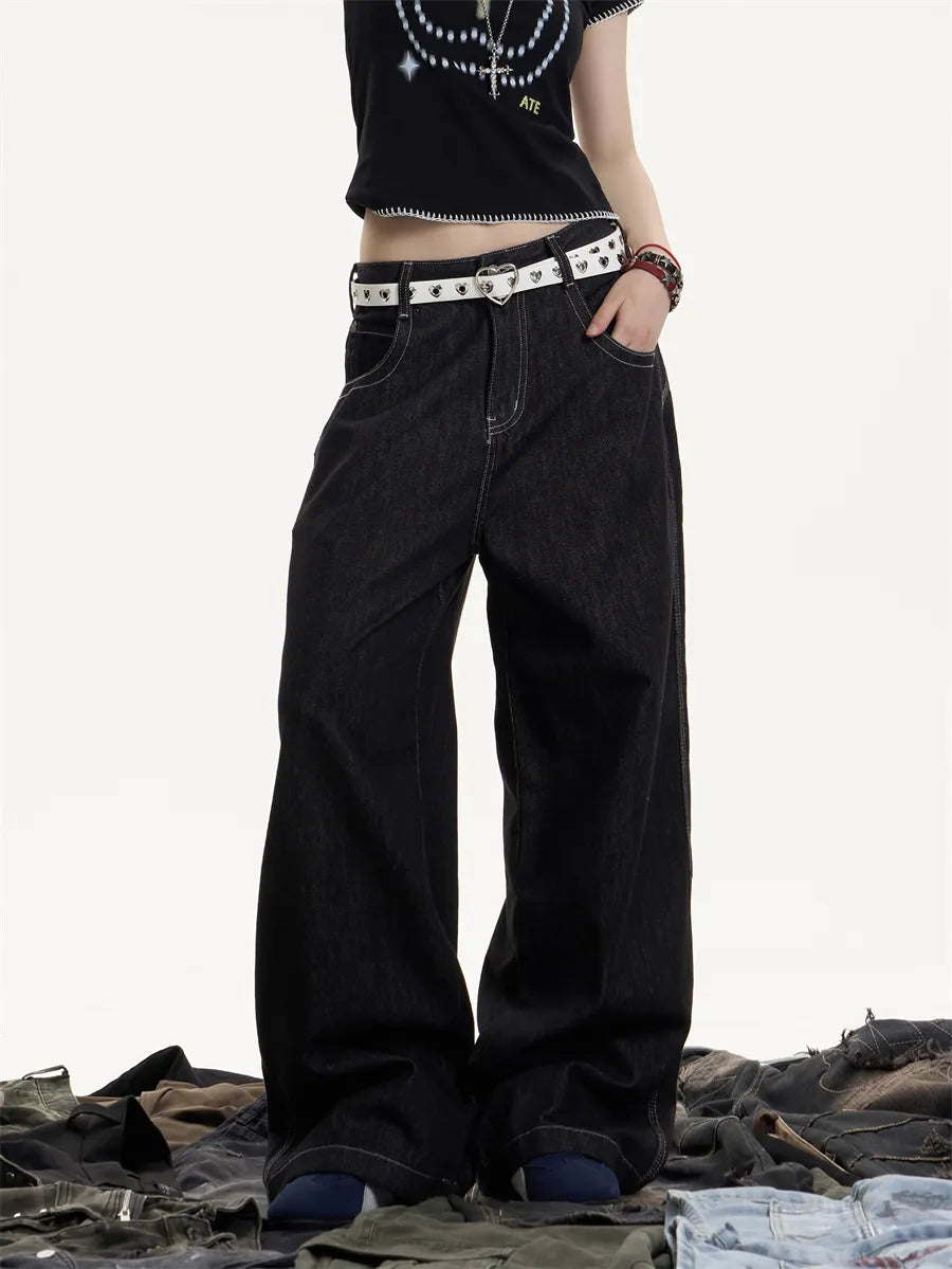 [25SS NEW ARRIVAL] GKIKZ MIDNIGHT STITCH WIDE-LEG HEAVY DENIM