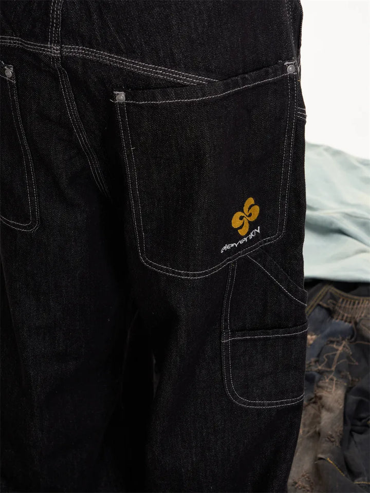 GKIKZ MIDNIGHT STITCH WIDE-LEG HEAVY DENIM