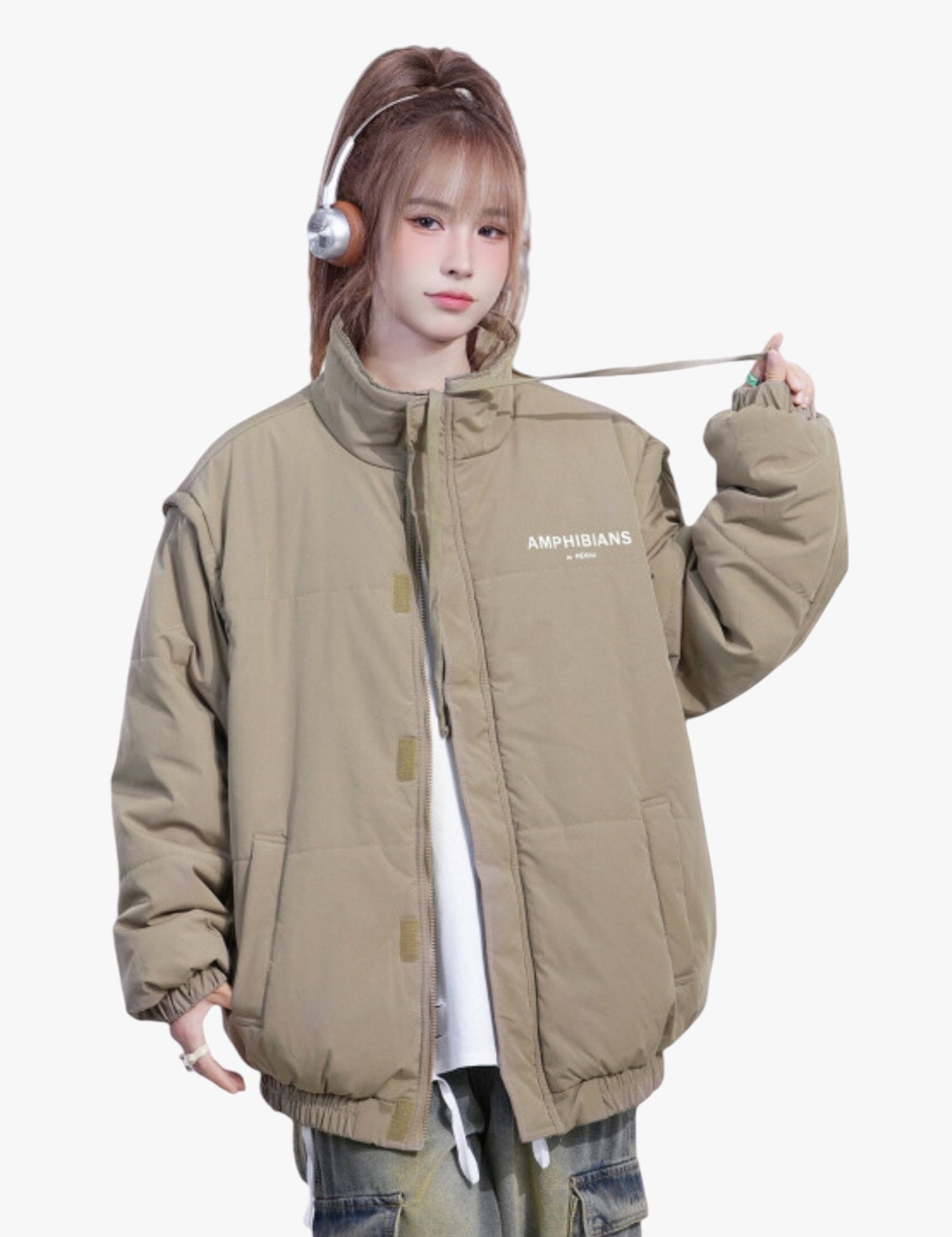 GKIKZ SLEEVE OR SLEEVELESS DETACHABLE PUFFER JACKET