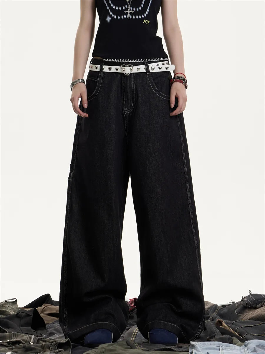 [25SS NEW ARRIVAL] GKIKZ MIDNIGHT STITCH WIDE-LEG HEAVY DENIM