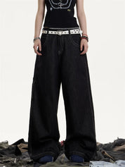 [25SS NEW ARRIVAL] GKIKZ MIDNIGHT STITCH WIDE-LEG HEAVY DENIM