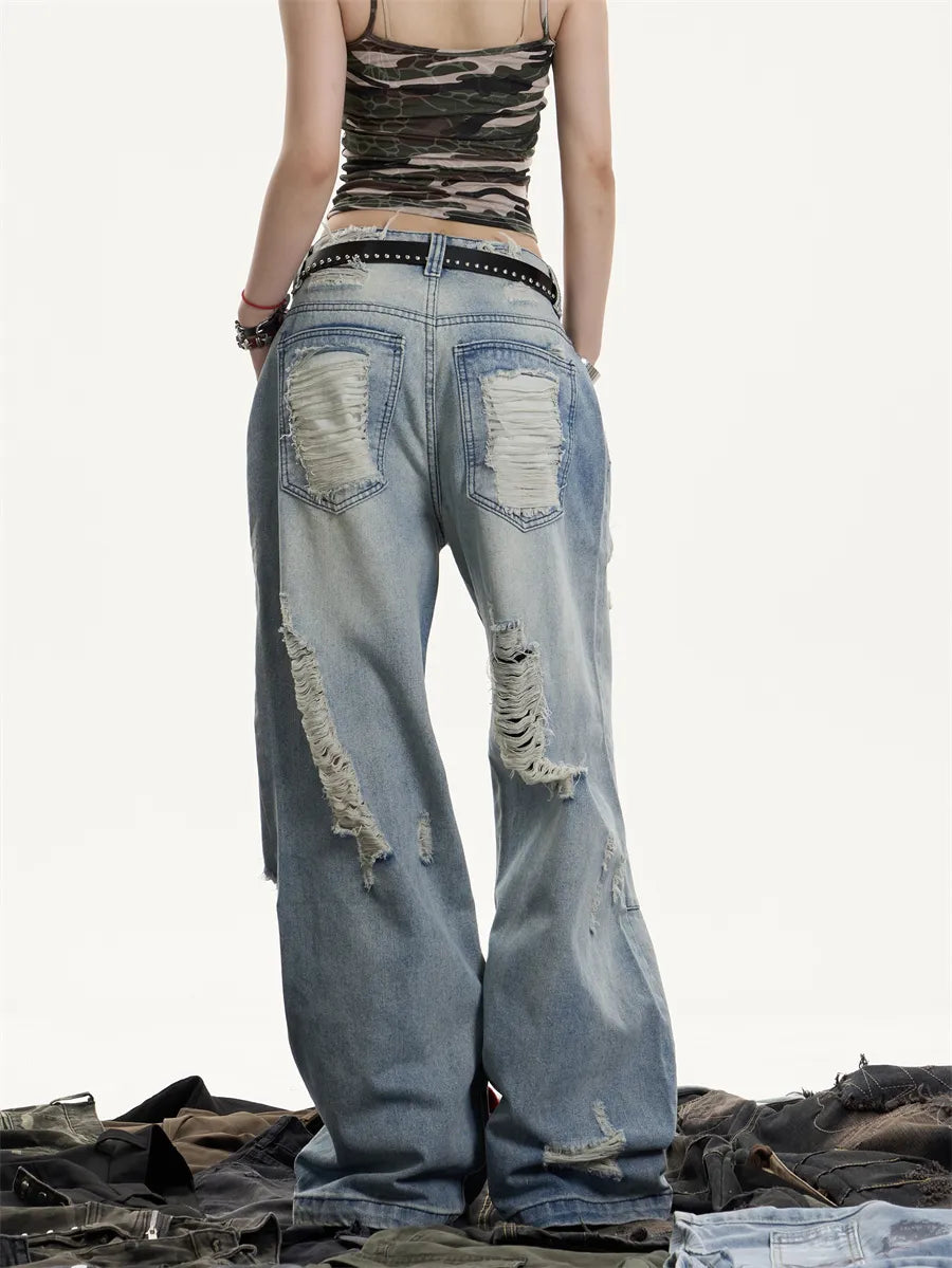 [25SS NEW ARRIVAL] GKIKZ WRECKED CORE WIDE-LEG HEAVY DENIM