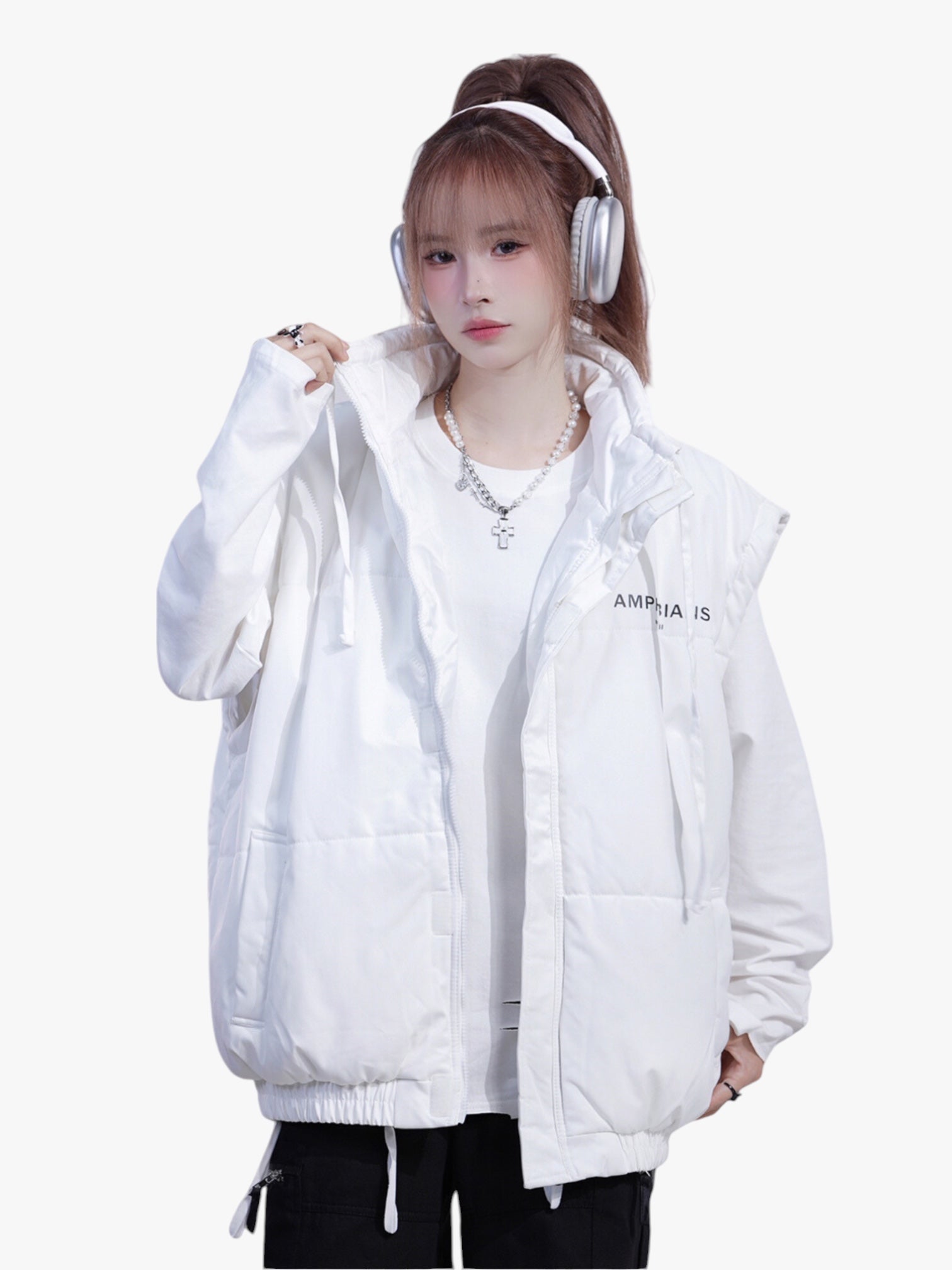 GKIKZ SLEEVE OR SLEEVELESS DETACHABLE PUFFER JACKET