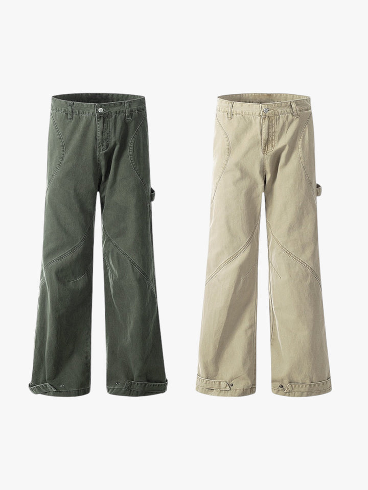 GKIKZ CONTRAST STITCH WIDE-LEG CARPENTER PANTS