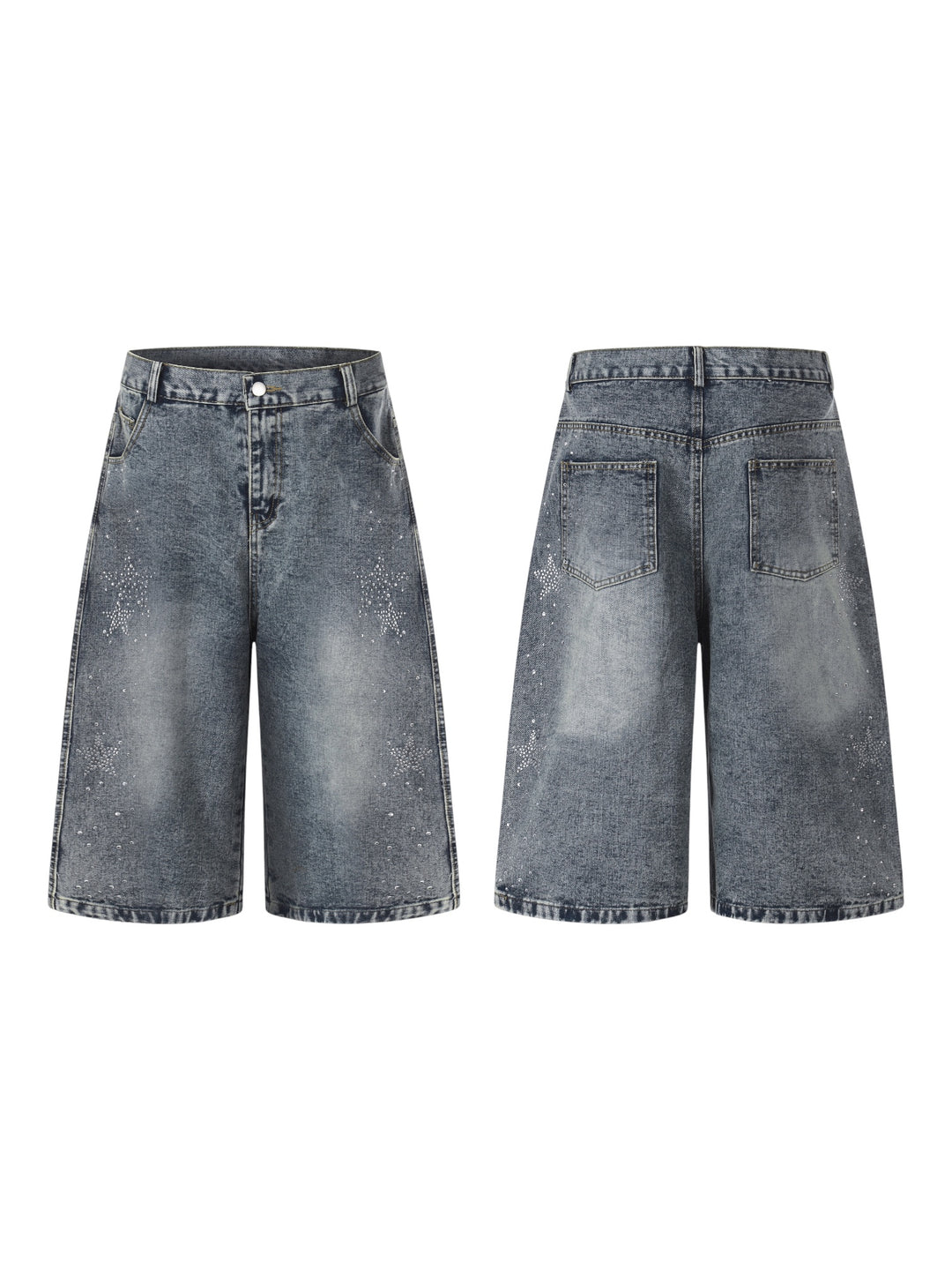 Star Rhinestone Capri Denim Jorts