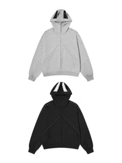 [25AW NEW ARRIVAL] GKIKZ STUDDED DEVIL HORN HOODIE - PREMIUM COTTON ZIP-UP