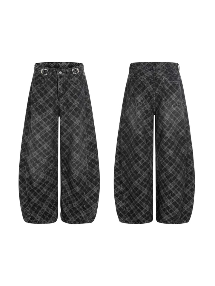 GKIKZ SHADOW GRID WIDE-LEG DENIM