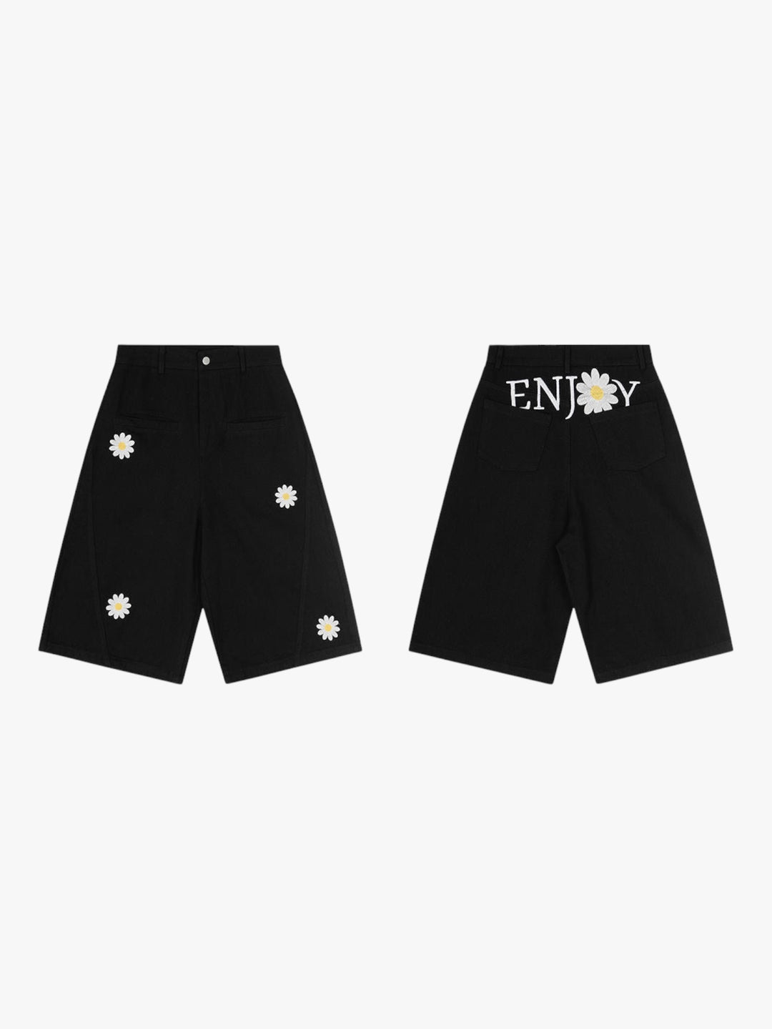 GKIKZ ENJOY DAISY EMBROIDERED WID-LEG JORTS