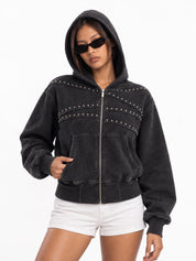 Rivet Wave Washed Zip Hoodie