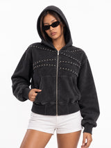 Rivet Wave Washed Zip Hoodie