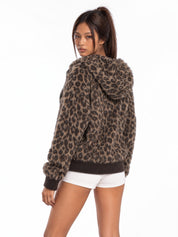 Leopard Zip-Up Fuzzy Cardigan