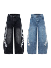 GKIKZ TRI-LINE CURVED PANEL DENIM PANTS