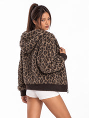 Leopard Zip-Up Fuzzy Cardigan
