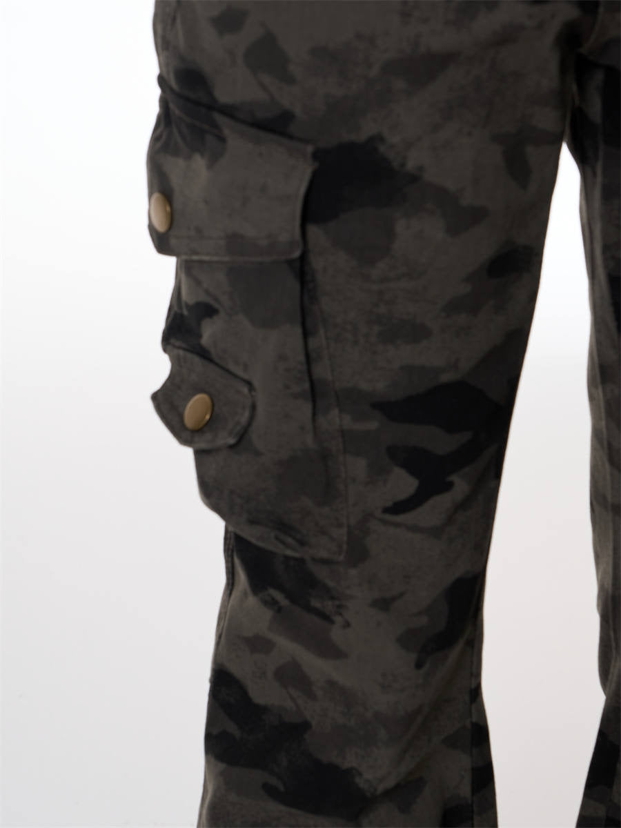 GKIKZ TACTICAL CAMO FLARE CARGO PANTS