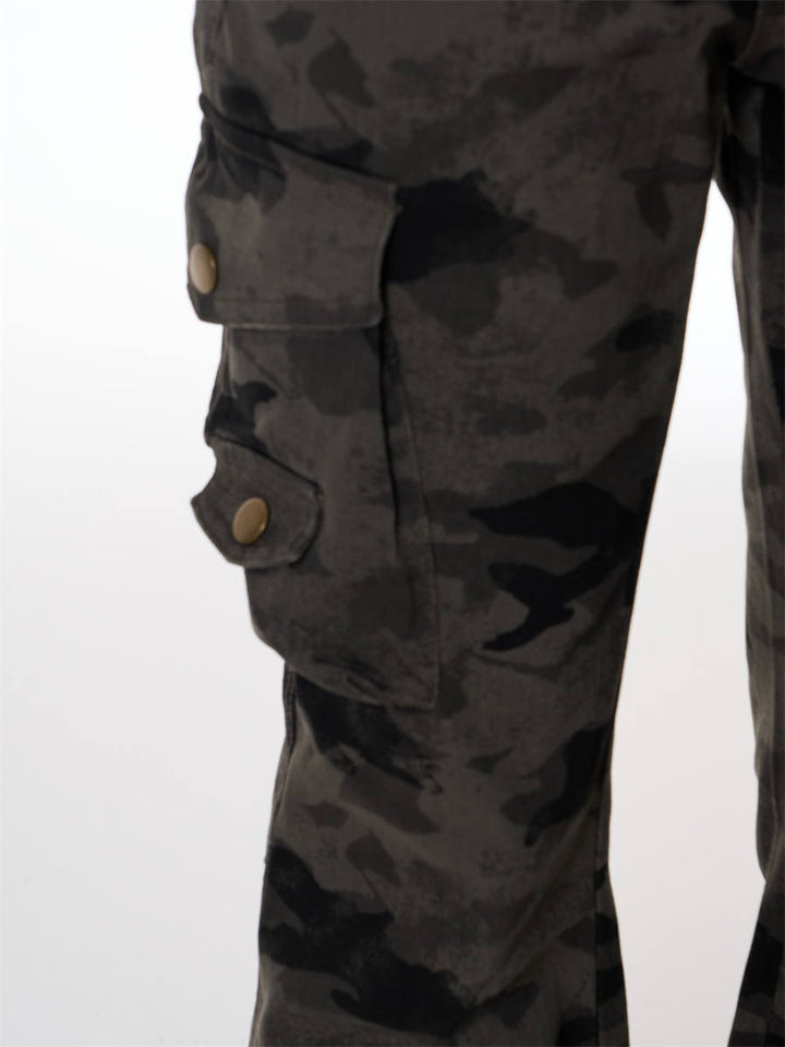 GKIKZ TACTICAL CAMO FLARE CARGO PANTS