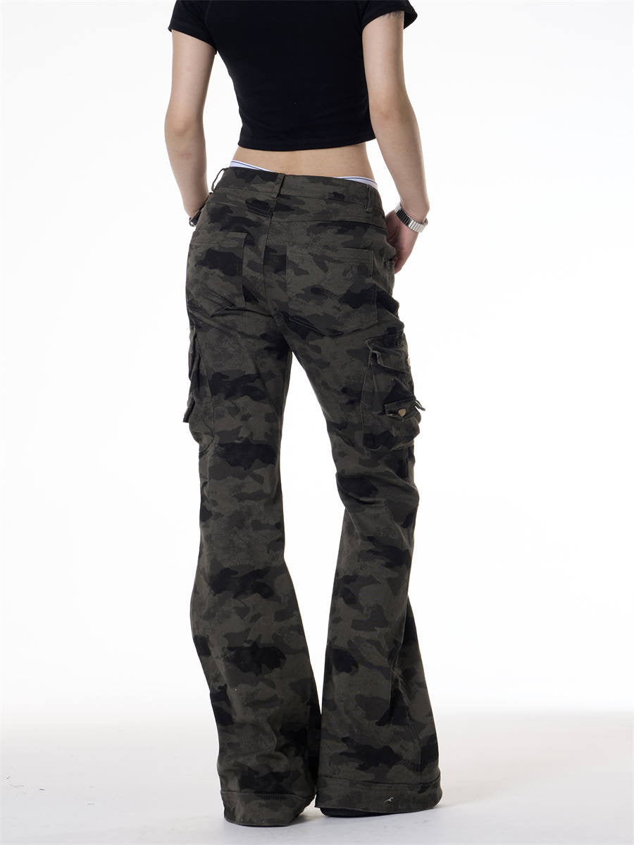 GKIKZ TACTICAL CAMO FLARE CARGO PANTS