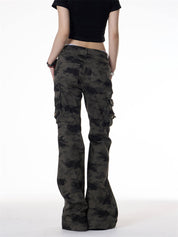 GKIKZ TACTICAL CAMO FLARE CARGO PANTS