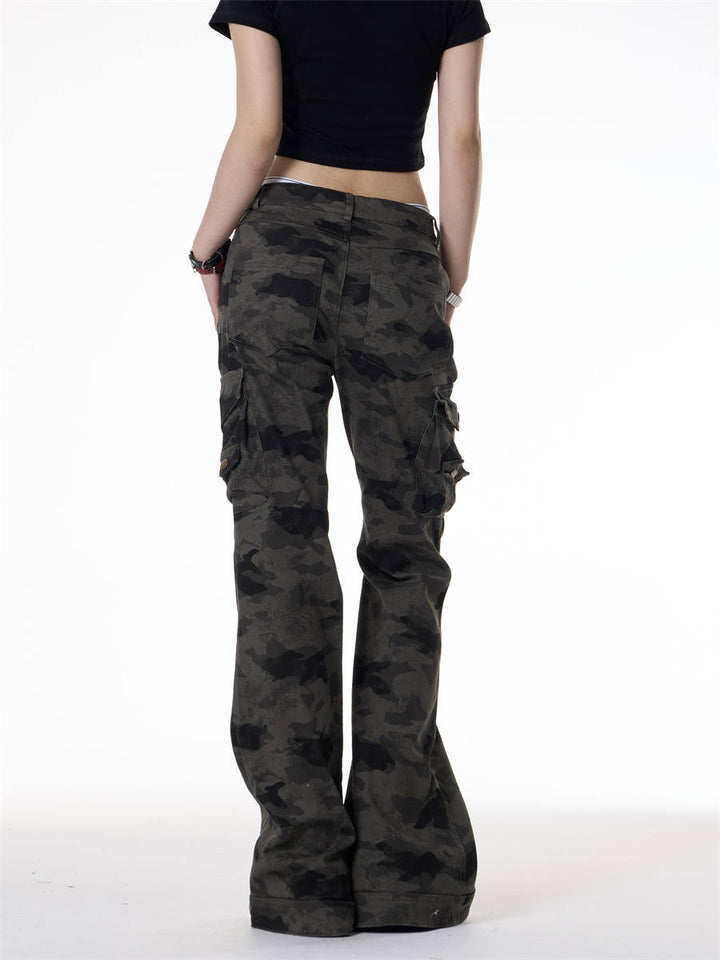 GKIKZ TACTICAL CAMO FLARE CARGO PANTS