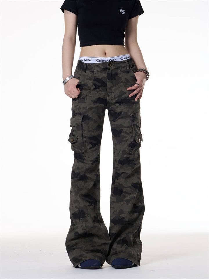 GKIKZ TACTICAL CAMO FLARE CARGO PANTS