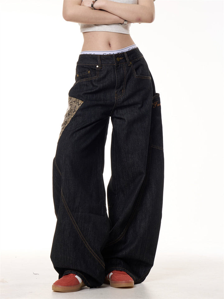 GKIKZ PYTHON PATCH WIDE-LEG JEANS