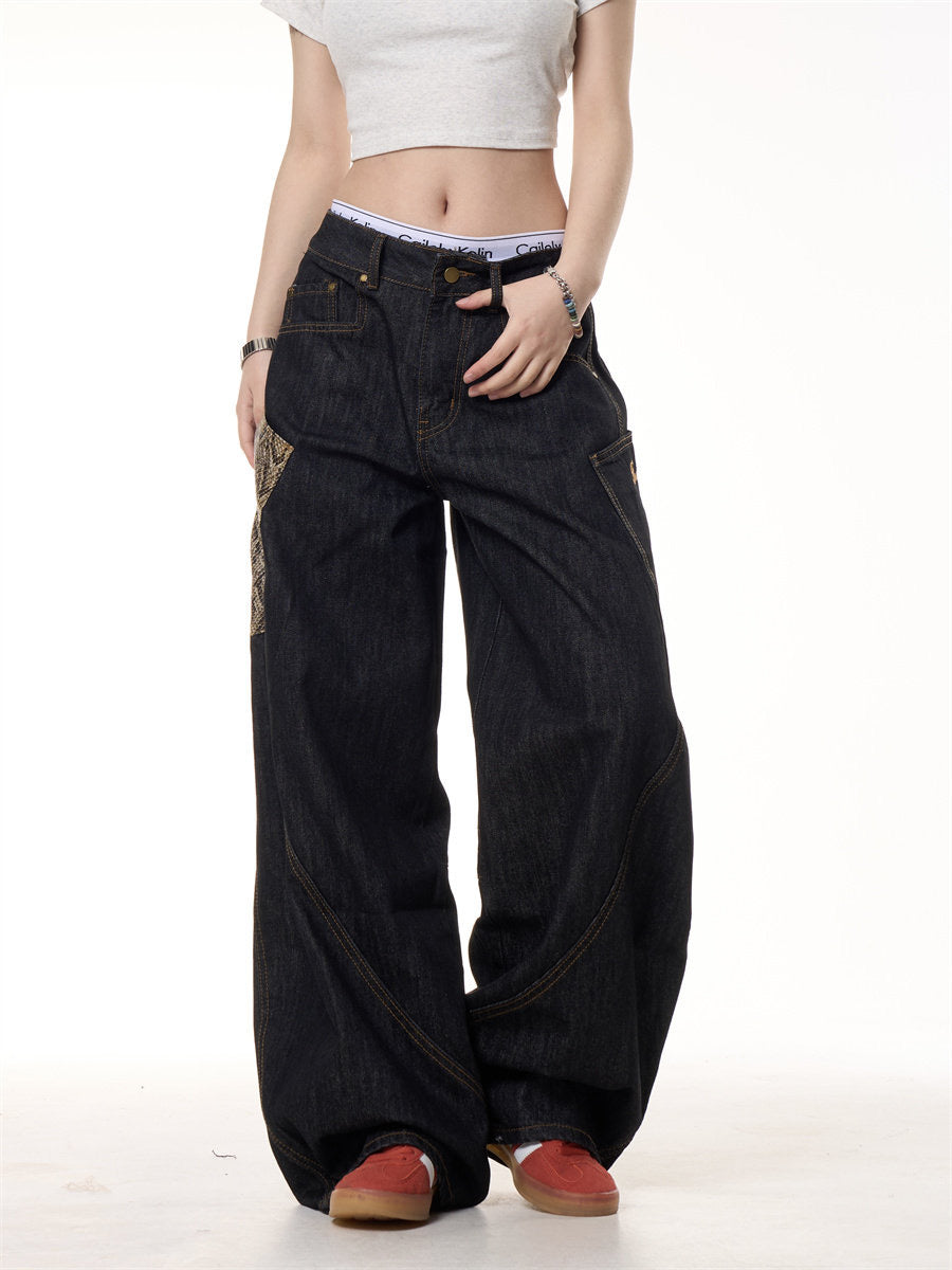 GKIKZ PYTHON PATCH WIDE-LEG JEANS
