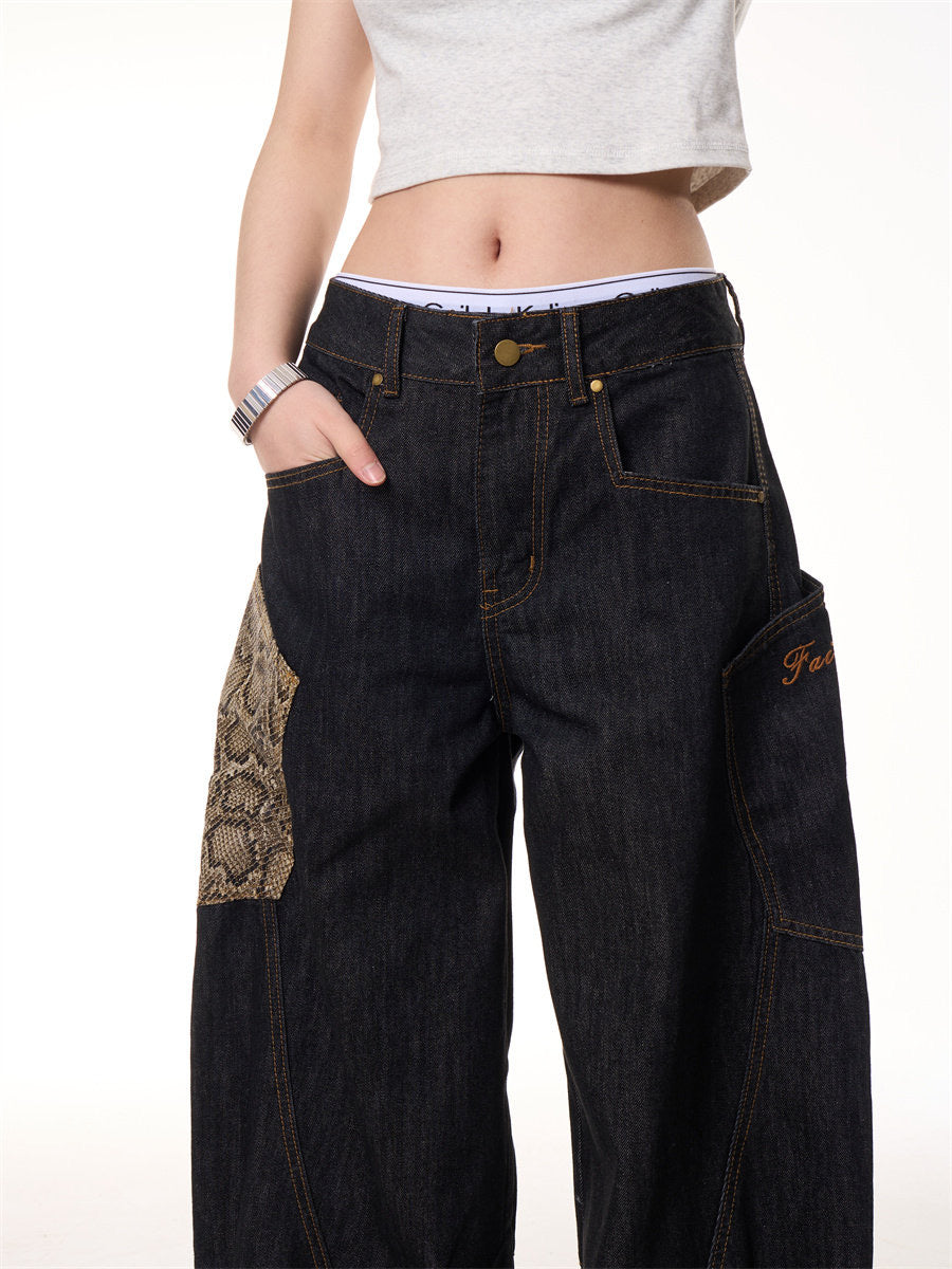 GKIKZ PYTHON PATCH WIDE-LEG JEANS