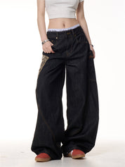 GKIKZ PYTHON PATCH WIDE-LEG JEANS