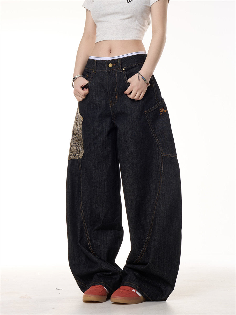 GKIKZ PYTHON PATCH WIDE-LEG JEANS