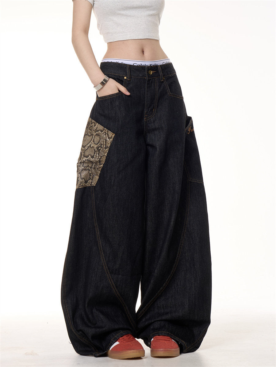 GKIKZ PYTHON PATCH WIDE-LEG JEANS