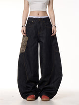 Python Patch Wide-Leg Jeans