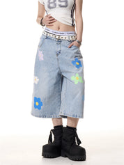 GKIKZ BLOOM DENIM JORTS