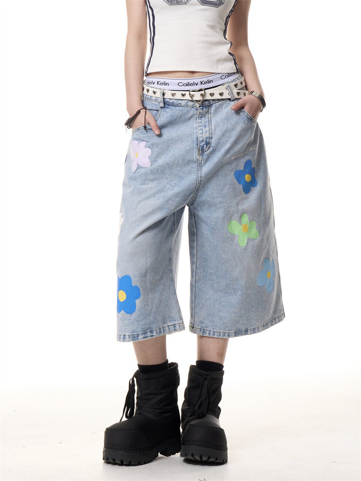 GKIKZ BLOOM DENIM JORTS