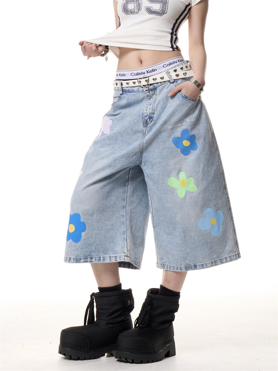 GKIKZ BLOOM DENIM JORTS