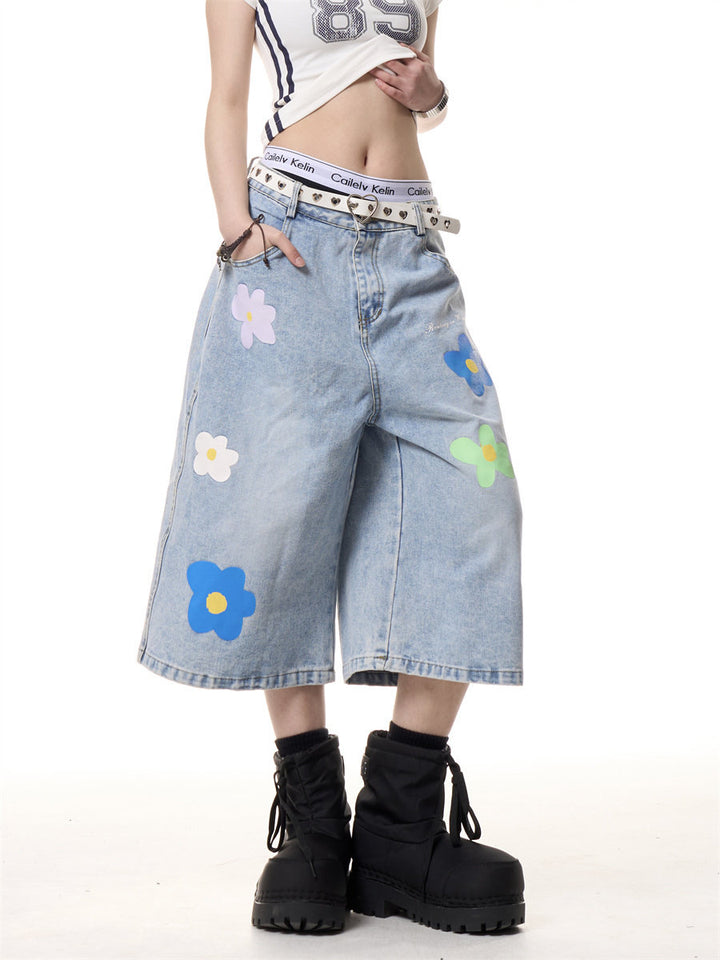 GKIKZ BLOOM DENIM JORTS
