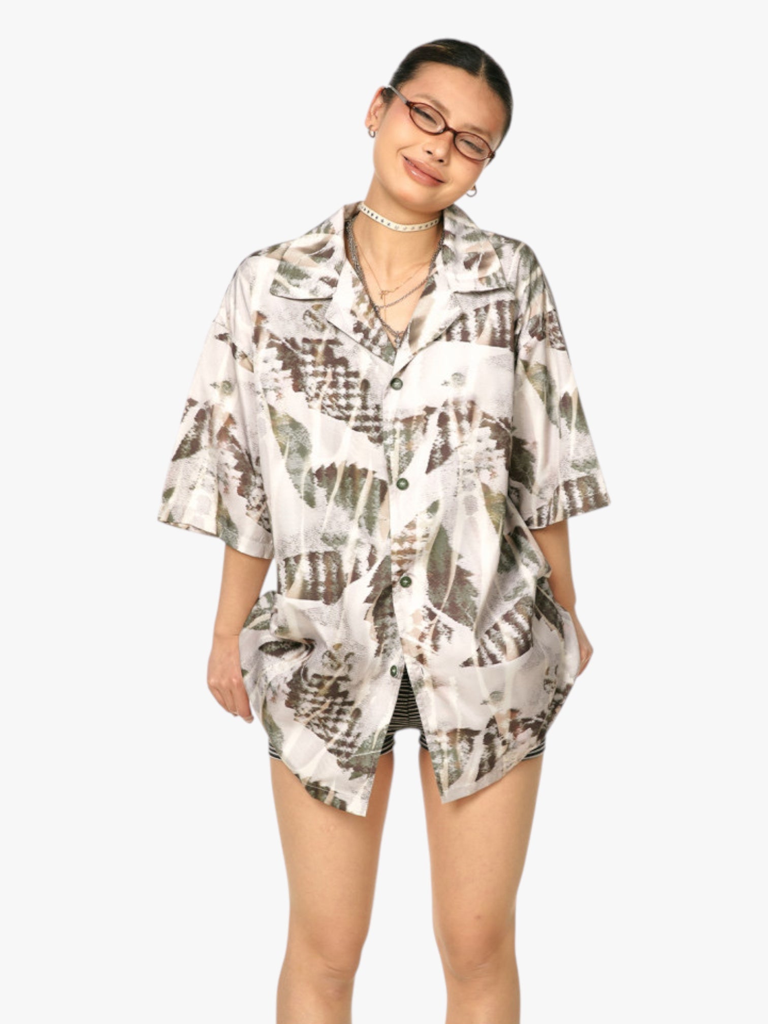 Abstract Leaf Oversized Shirt