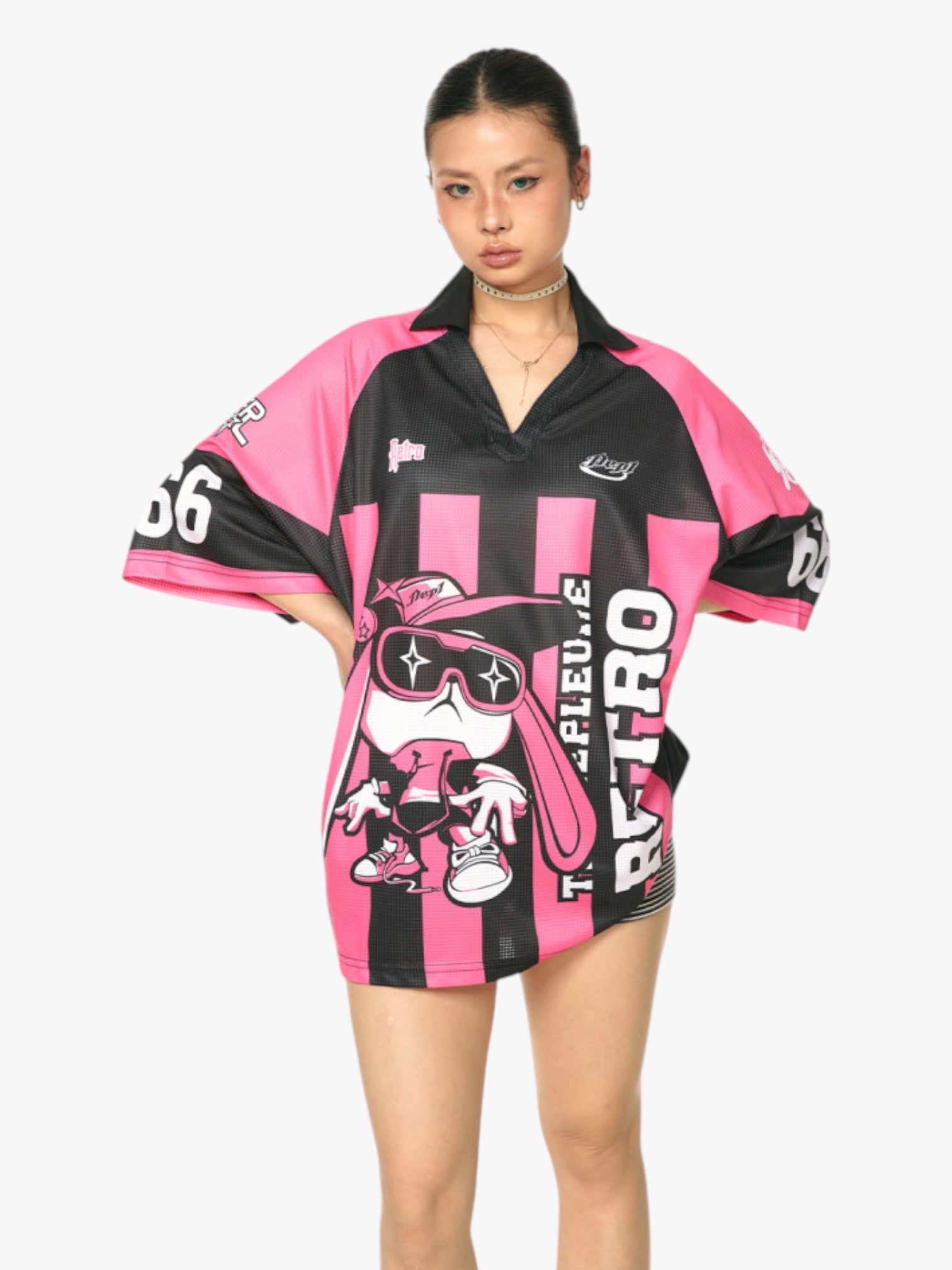 Retro 66 Graphic Oversized Jersey - Pink Edition
