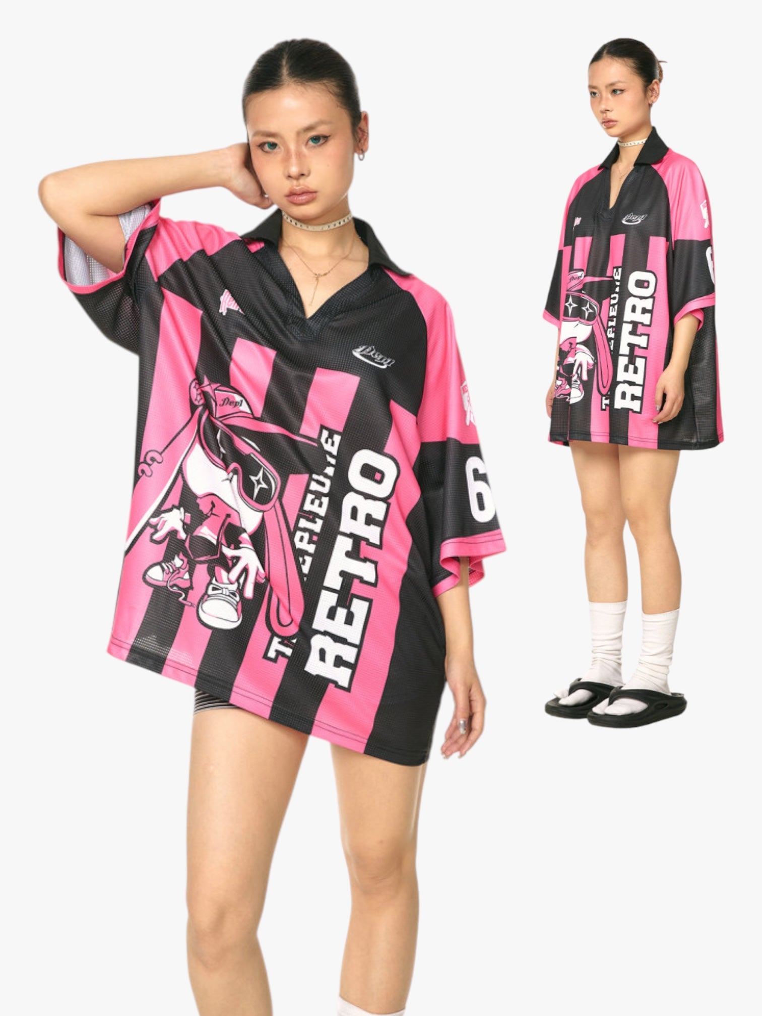 Retro 66 Graphic Oversized Jersey - Pink Edition
