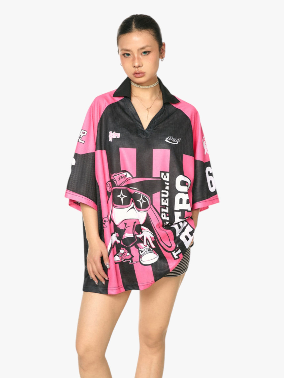 GKIKZ RETRO 66 GRAPHIC OVERSIZED JERSEY - PINK EDITION