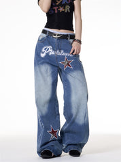 GKIKZ "STAR ISSUE" WIDE-LEG DENIM PANTS