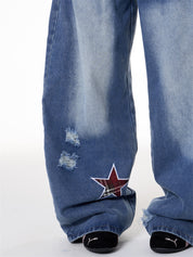 GKIKZ "STAR ISSUE" WIDE-LEG DENIM PANTS