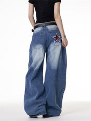 GKIKZ "STAR ISSUE" WIDE-LEG DENIM PANTS