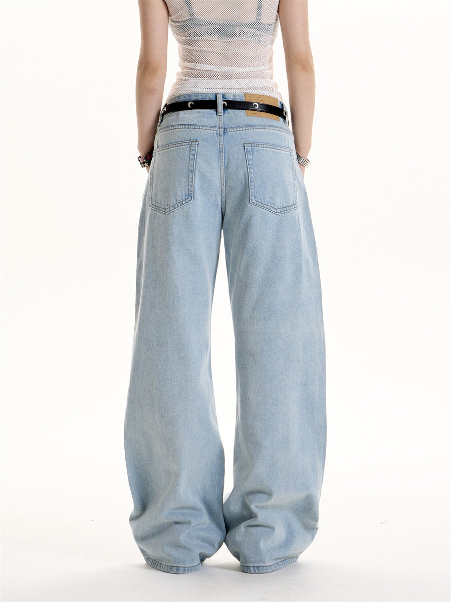 Side Eyelet Wide-Leg Denim
