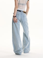 GKIKZ SIDE EYELET WIDE-LEG DENIM